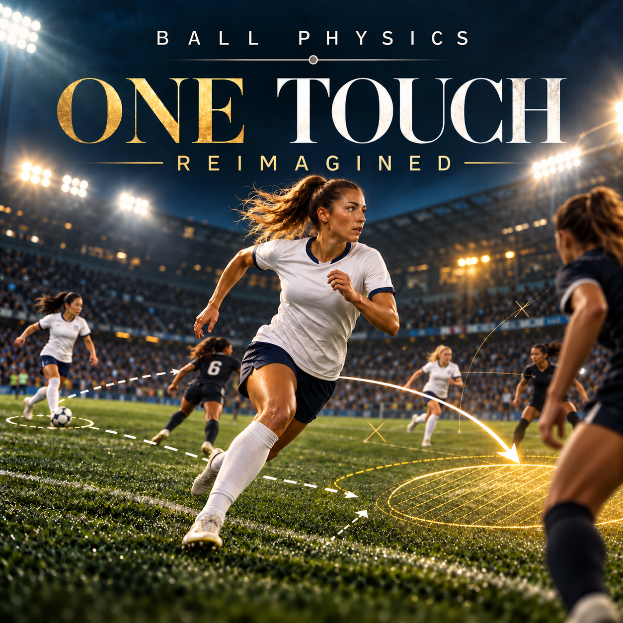 One Touch Reimagined cover: a footballer making an off-ball run with tactical passing lines.