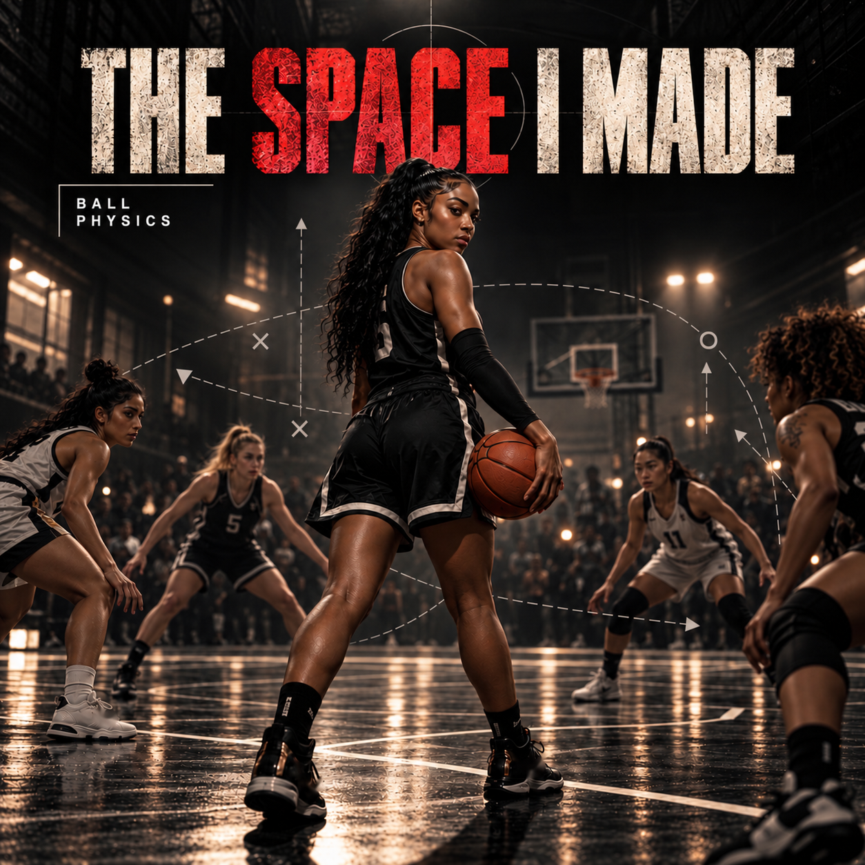 The Space I Made cover: basketball players on court beneath tactical playbook diagrams.